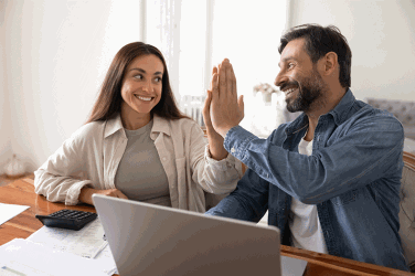 Couple with laptop